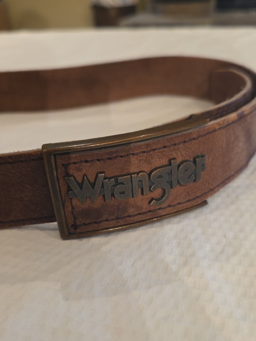 WRANGLER genuine leather belt Small western hippie festival